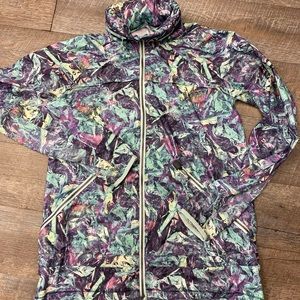 Lululemon Athletica floral jacket with hood.